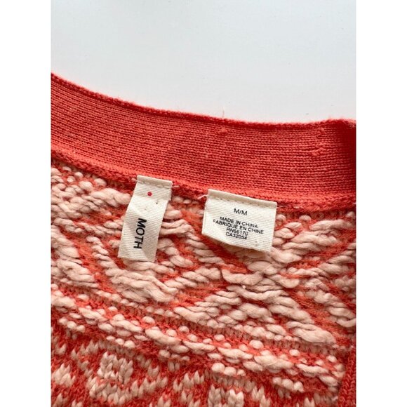 MOTH Orange Cotton Jacquard Knit Duster Cardigan Sweater, Size M - Picture 13 of 15